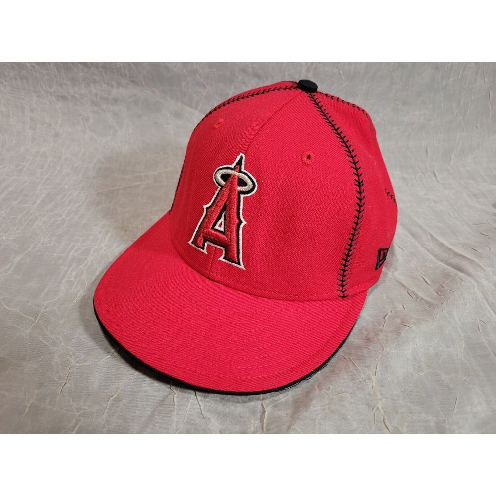 Los Angeles Angels Hat Red Baseball Lace Stitching New Era 59fifty Wool‎ 7 1/4
